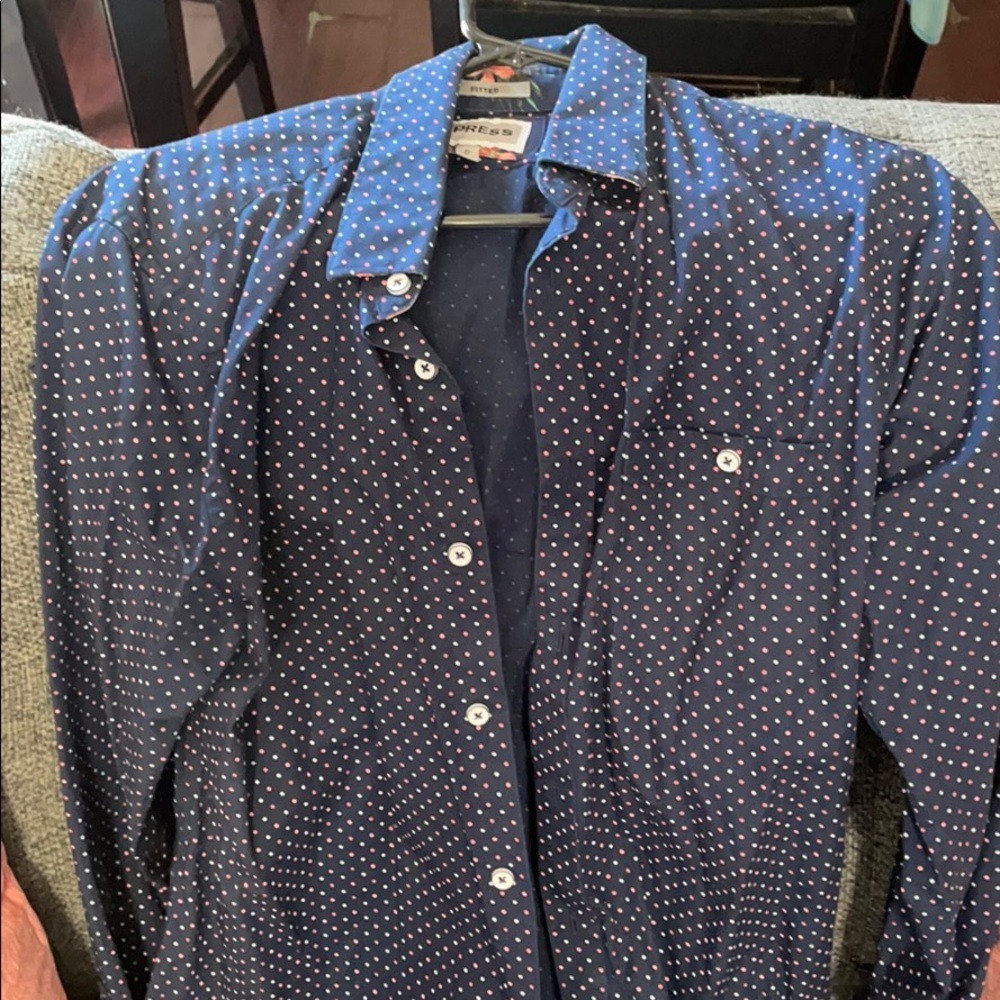 Express fitted long sleeve button down shirt